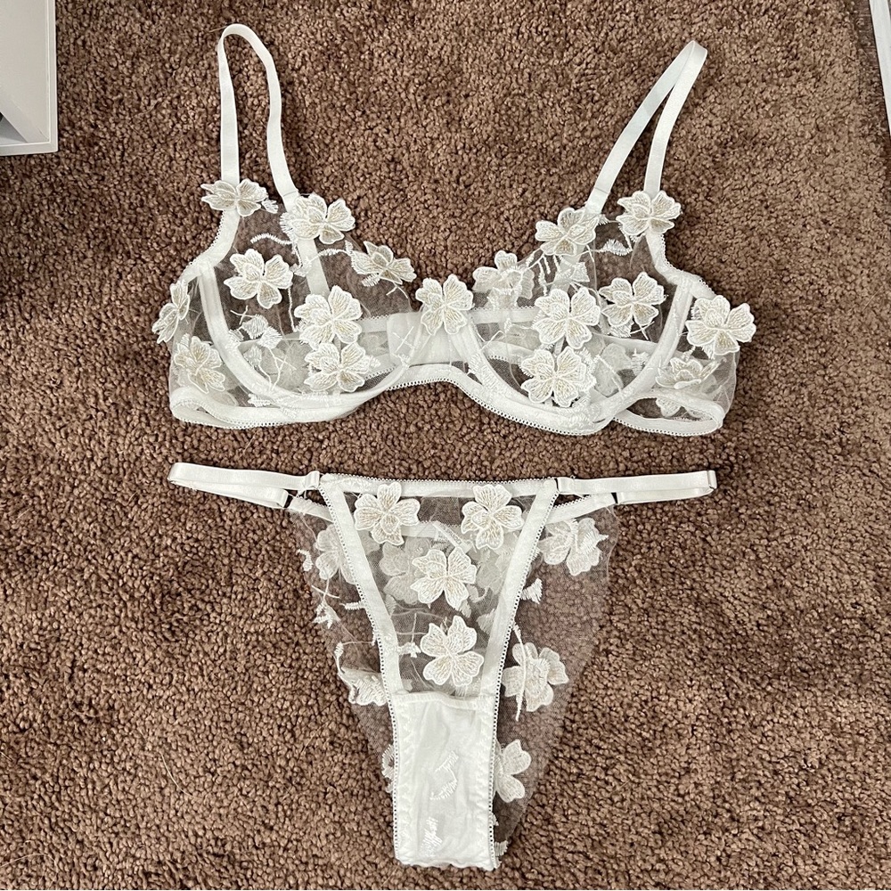 Floral Mesh Lingerie Set